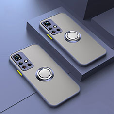 Custodia Silicone Trasparente Laterale con Magnetico Anello Supporto T01 per Xiaomi Poco X4 NFC Grigio Lavanda