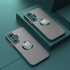 Custodia Silicone Trasparente Laterale con Magnetico Anello Supporto T01 per Xiaomi Redmi K50 Gaming 5G Verde