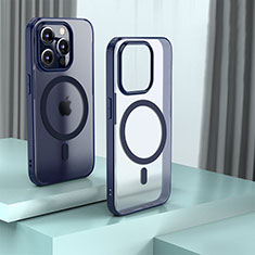 Custodia Silicone Trasparente Laterale Cover con Mag-Safe Magnetic QC1 per Apple iPhone 13 Pro Blu