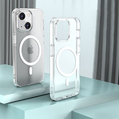 Custodia Silicone Trasparente Laterale Cover con Mag-Safe Magnetic QC1 per Apple iPhone 14 Chiaro