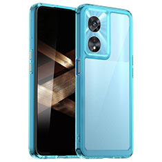 Custodia Silicone Trasparente Laterale Cover J01S per Huawei Honor X5 Plus Ciano