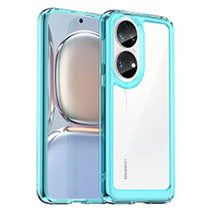Custodia Silicone Trasparente Laterale Cover J01S per Huawei P50 Pro Blu