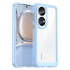 Custodia Silicone Trasparente Laterale Cover J01S per Huawei P50 Pro Cielo Blu