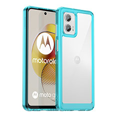 Custodia Silicone Trasparente Laterale Cover J01S per Motorola Moto G73 5G Ciano