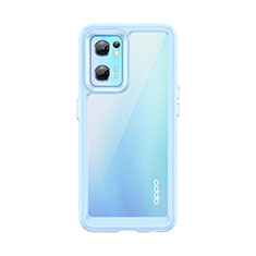 Custodia Silicone Trasparente Laterale Cover J01S per Oppo Reno7 5G Blu