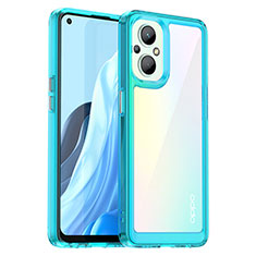 Custodia Silicone Trasparente Laterale Cover J01S per Oppo Reno8 Z 5G Ciano