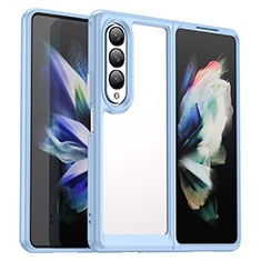 Custodia Silicone Trasparente Laterale Cover J02S per Samsung Galaxy Z Fold3 5G Blu