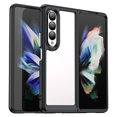 Custodia Silicone Trasparente Laterale Cover J02S per Samsung Galaxy Z Fold3 5G Nero