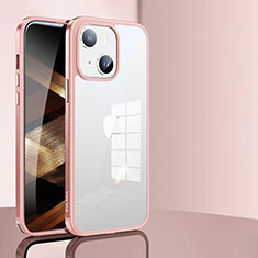 Custodia Silicone Trasparente Laterale Cover LD1 per Apple iPhone 15 Oro Rosa