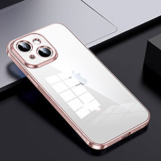 Custodia Silicone Trasparente Laterale Cover LD2 per Apple iPhone 14 Oro Rosa