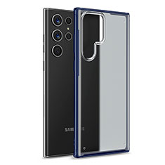 Custodia Silicone Trasparente Laterale Cover M02 per Samsung Galaxy S21 Ultra 5G Blu
