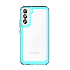 Custodia Silicone Trasparente Laterale Cover M03 per Samsung Galaxy S21 FE 5G Ciano