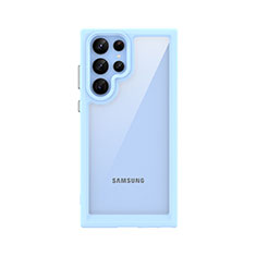 Custodia Silicone Trasparente Laterale Cover M03 per Samsung Galaxy S22 Ultra 5G Blu