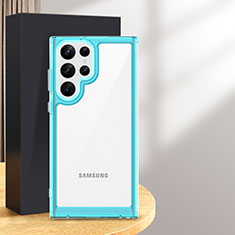 Custodia Silicone Trasparente Laterale Cover M03 per Samsung Galaxy S24 Ultra 5G Ciano