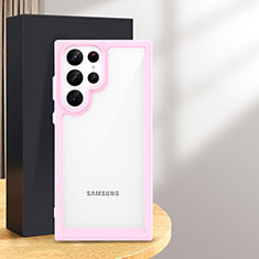 Custodia Silicone Trasparente Laterale Cover M03 per Samsung Galaxy S24 Ultra 5G Rosa