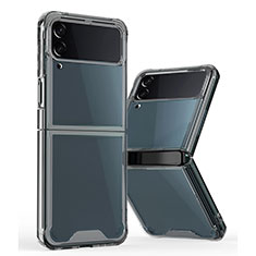 Custodia Silicone Trasparente Laterale Cover P01 per Samsung Galaxy Z Flip3 5G Grigio