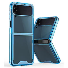 Custodia Silicone Trasparente Laterale Cover P01 per Samsung Galaxy Z Flip4 5G Blu