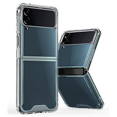 Custodia Silicone Trasparente Laterale Cover P01 per Samsung Galaxy Z Flip4 5G Chiaro