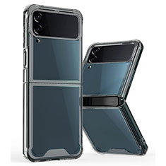 Custodia Silicone Trasparente Laterale Cover P01 per Samsung Galaxy Z Flip4 5G Grigio