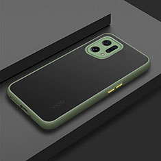 Custodia Silicone Trasparente Laterale Cover per Oppo Find X5 5G Verde Militare