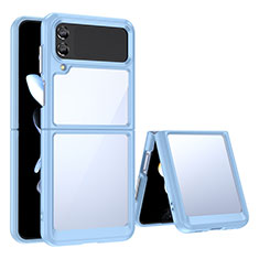 Custodia Silicone Trasparente Laterale Cover per Samsung Galaxy Z Flip3 5G Azzurro