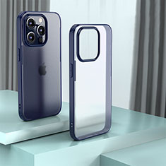 Custodia Silicone Trasparente Laterale Cover QC1 per Apple iPhone 13 Pro Blu