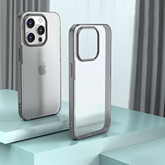 Custodia Silicone Trasparente Laterale Cover QC1 per Apple iPhone 15 Pro Max Grigio Scuro