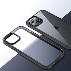 Custodia Silicone Trasparente Laterale Cover QC2 per Apple iPhone 15 Plus Grigio Scuro