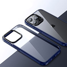 Custodia Silicone Trasparente Laterale Cover QC2 per Apple iPhone 15 Pro Blu
