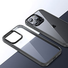 Custodia Silicone Trasparente Laterale Cover QC2 per Apple iPhone 15 Pro Max Grigio Scuro