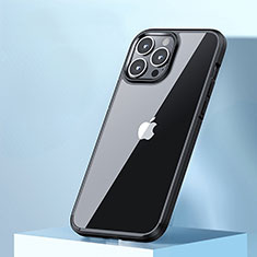 Custodia Silicone Trasparente Laterale Cover QC3 per Apple iPhone 15 Pro Max Nero