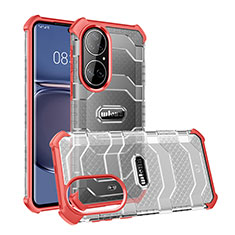 Custodia Silicone Trasparente Laterale Cover WL3 per Huawei P50 Pro Rosso