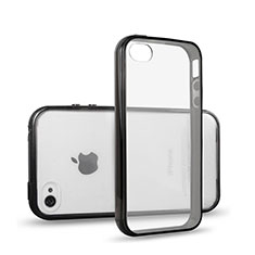 Custodia Silicone Trasparente Laterale per Apple iPhone 4S Nero