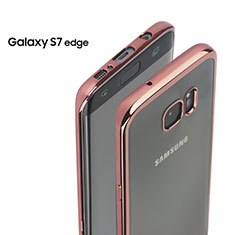 Custodia Silicone Trasparente Laterale per Samsung Galaxy S7 Edge G935F Oro Rosa