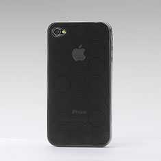 Custodia Silicone Trasparente Morbida Cerchio per Apple iPhone 4 Grigio