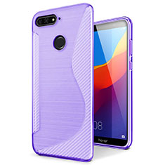 Custodia Silicone Trasparente Morbida S-Line Cover per Huawei Enjoy 8e Viola