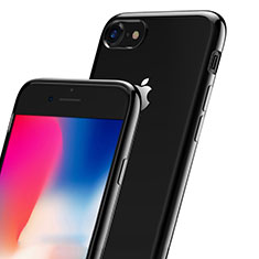 Custodia Silicone Trasparente Opaca Laterale per Apple iPhone 8 Nero