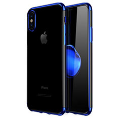 Custodia Silicone Trasparente Opaca Laterale per Apple iPhone Xs Blu