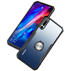 Custodia Silicone Trasparente Specchio Laterale 360 Gradi con Magnetico Anello Supporto A01 per Huawei Honor Magic 2 Nero