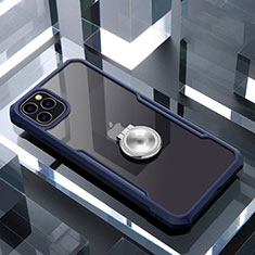 Custodia Silicone Trasparente Specchio Laterale 360 Gradi con Magnetico Anello Supporto per Apple iPhone 11 Pro Max Blu
