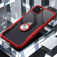 Custodia Silicone Trasparente Specchio Laterale 360 Gradi con Magnetico Anello Supporto per Apple iPhone 11 Pro Rosso