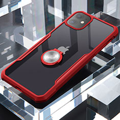 Custodia Silicone Trasparente Specchio Laterale 360 Gradi con Magnetico Anello Supporto per Apple iPhone 11 Rosso