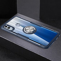 Custodia Silicone Trasparente Specchio Laterale 360 Gradi con Magnetico Anello Supporto per Huawei Honor 10 Lite Cielo Blu