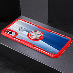 Custodia Silicone Trasparente Specchio Laterale 360 Gradi con Magnetico Anello Supporto per Huawei Honor 10 Lite Rosso