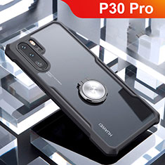 Custodia Silicone Trasparente Specchio Laterale 360 Gradi con Magnetico Anello Supporto per Huawei P30 Pro Nero