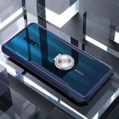 Custodia Silicone Trasparente Specchio Laterale 360 Gradi con Magnetico Anello Supporto per Oppo Reno Blu