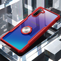 Custodia Silicone Trasparente Specchio Laterale 360 Gradi con Magnetico Anello Supporto per Samsung Galaxy Note 10 5G Rosso
