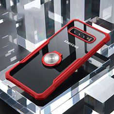Custodia Silicone Trasparente Specchio Laterale 360 Gradi con Magnetico Anello Supporto per Samsung Galaxy S10 5G Rosso