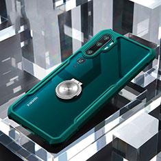 Custodia Silicone Trasparente Specchio Laterale 360 Gradi con Magnetico Anello Supporto per Xiaomi Mi Note 10 Pro Verde