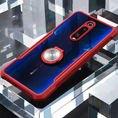Custodia Silicone Trasparente Specchio Laterale 360 Gradi con Magnetico Anello Supporto per Xiaomi Redmi K20 Pro Rosso
